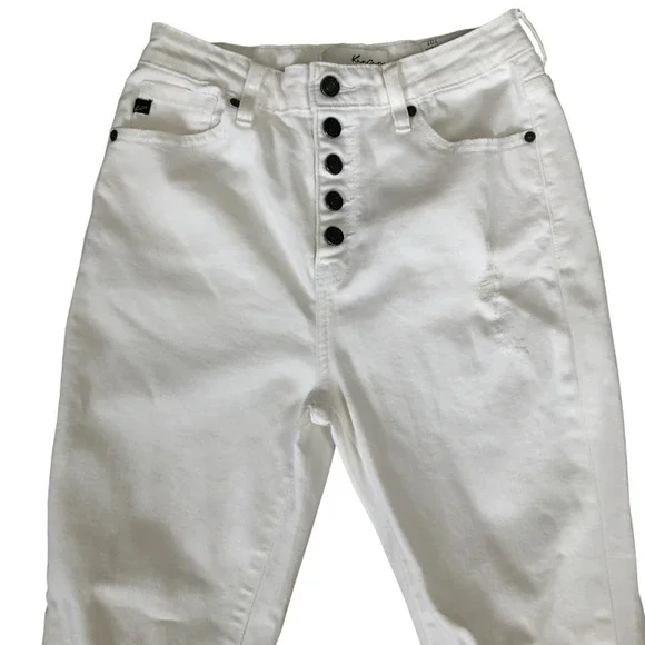 KanCan Womens White Denim Jeans Frayed Hem Cropped Skinny Jeans Size 7/27 - Picture 3 of 14